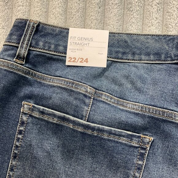 Lane Bryant Fit Genius Straight High-Rise Stretch Jeans Flex Waistband 22 / 24 - Picture 14 of 14